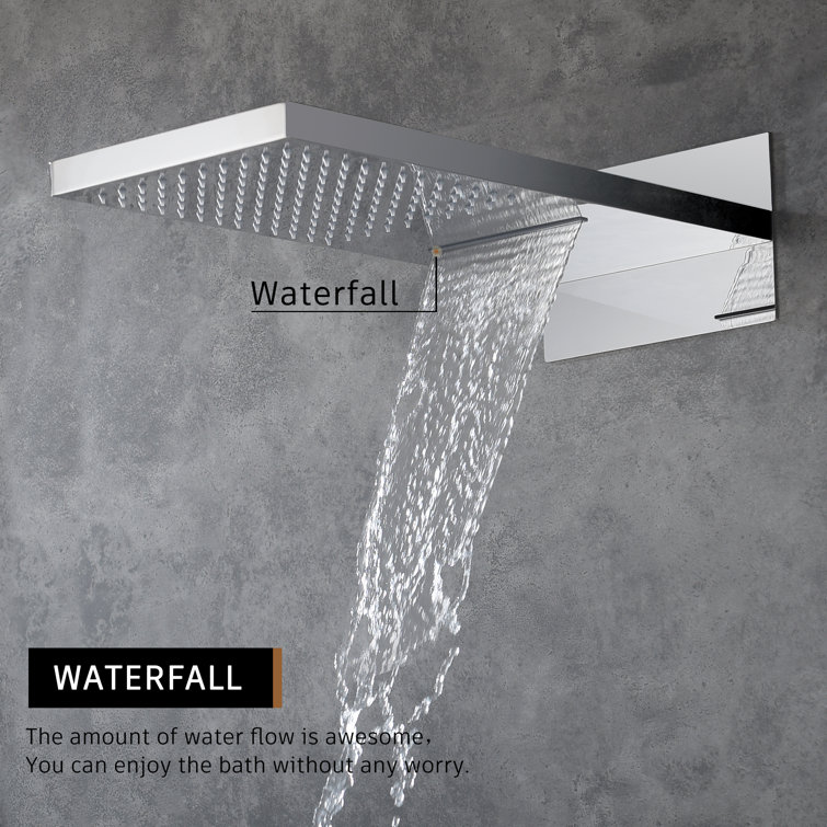 Large Chrome Dual Rain Shower System with Handheld Spray