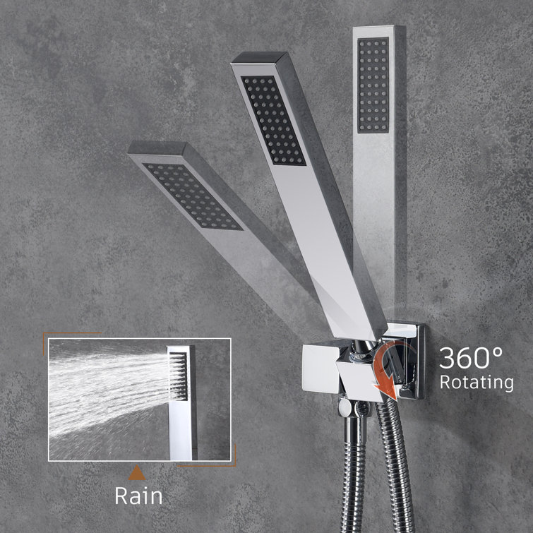 Large Chrome Dual Rain Shower System with Handheld Spray