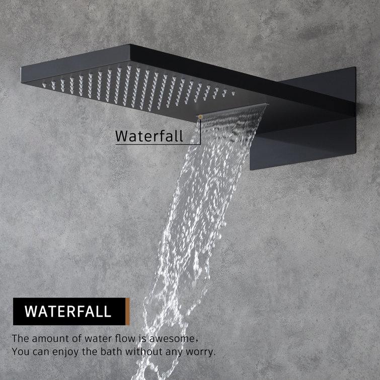 Matte Black Dual-Function Rain Shower System with Handheld Spray