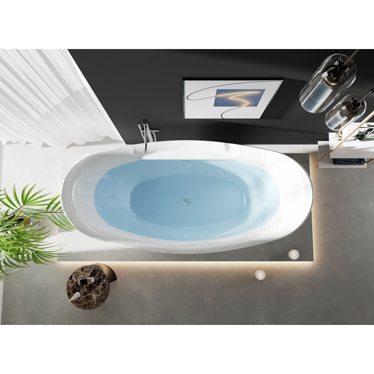 Boracay 67" White Acrylic Freestanding Soaking Bathtub