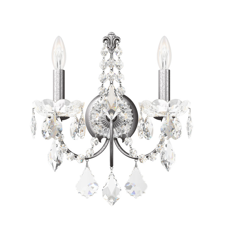 Polished Silver Heritage Crystal 2-Light Wall Sconce