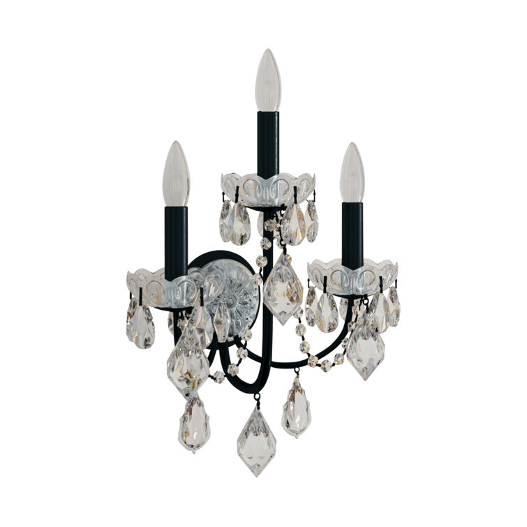 Black Crystal Heritage 3-Light Candle Wall Sconce