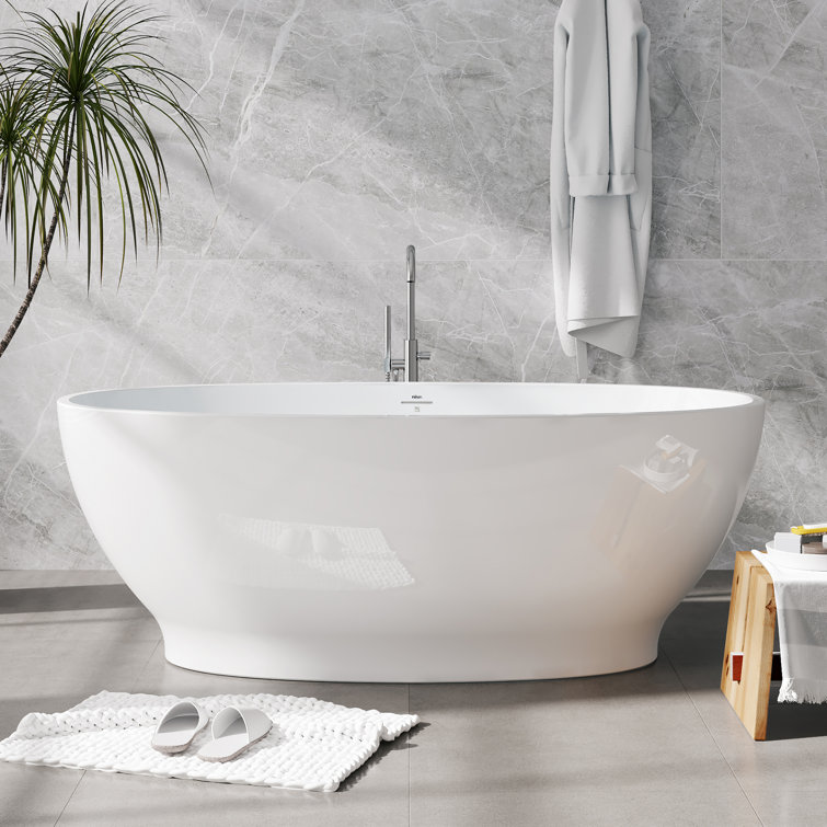 Koh Samui 65" White Acrylic Freestanding Soaking Bathtub