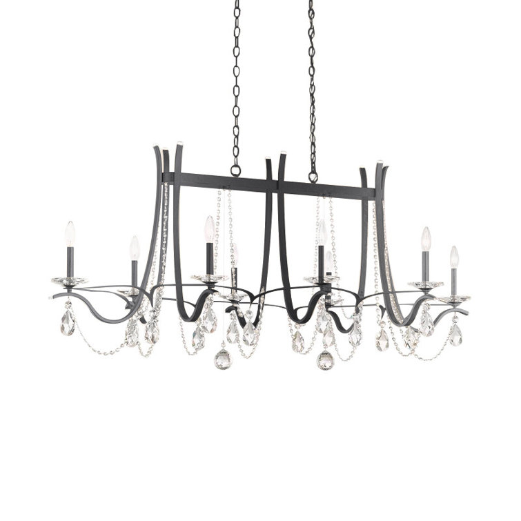 Vesca 8-Light Ferro Black Crystal Chandelier
