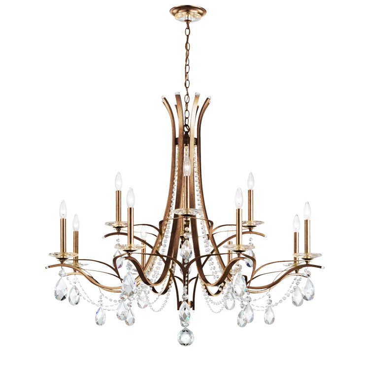 Heirloom Bronze 12-Light Traditional Chandelier with Clear Heritage Crystals