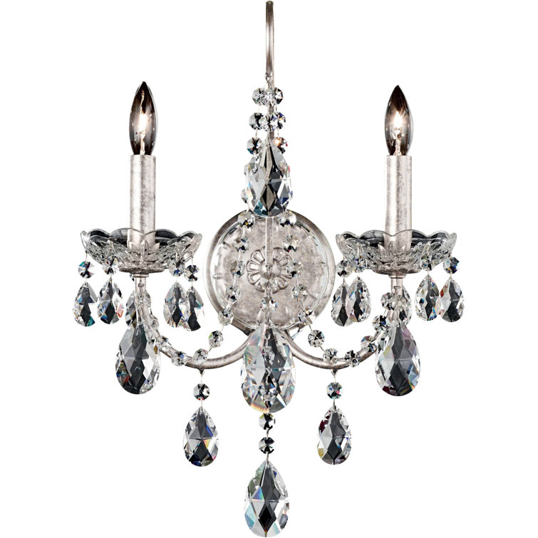 Antique Silver Heritage Crystal 2-Light Wall Sconce