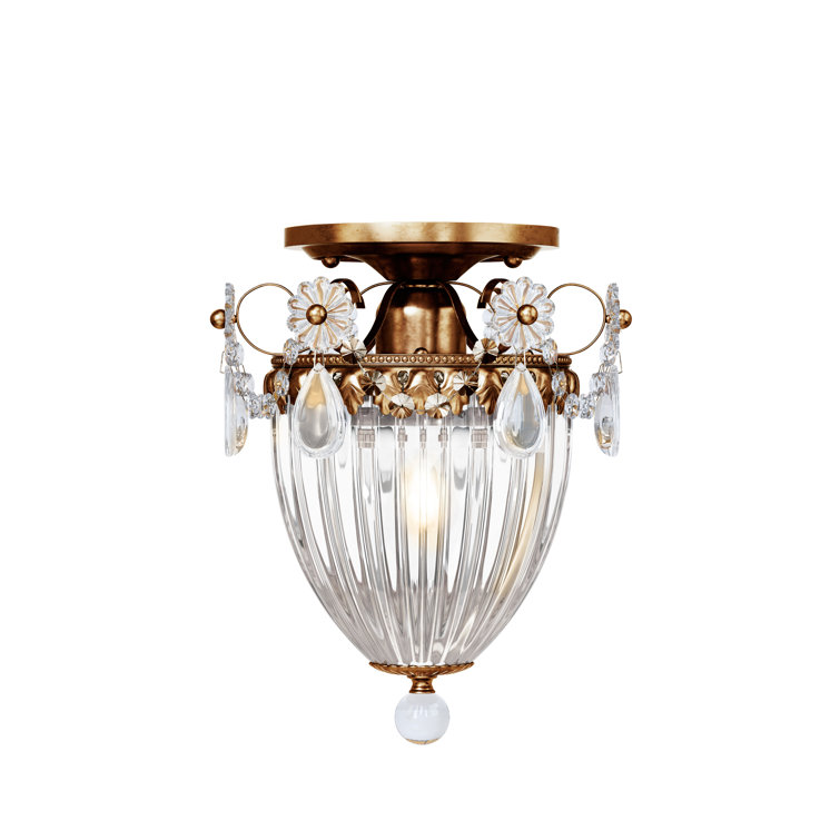 Heirloom Bronze Heritage Crystal Ephemeral Semi-Flush Mount Light