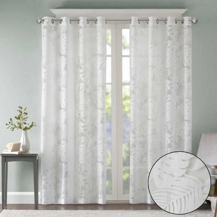 Maui White Sheer Grommet Top Window Drapes