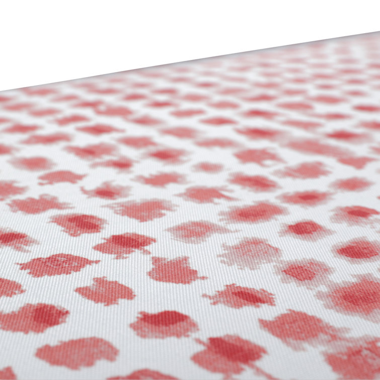 Coral and Off-White Polyester Outdoor Chair Pads Set