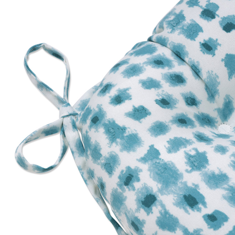 Coral and Off-White Polyester Outdoor Chair Pads Set