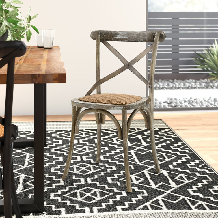 Rustic Gray Elm Wood Cross-Back Dining Side Chair