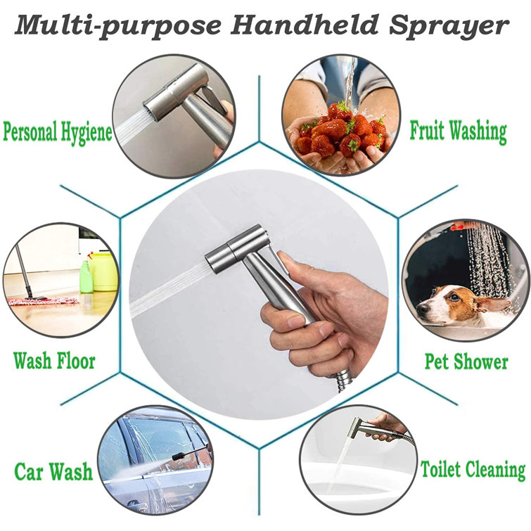 Elongated Stainless Steel Handheld Bidet with Faucet