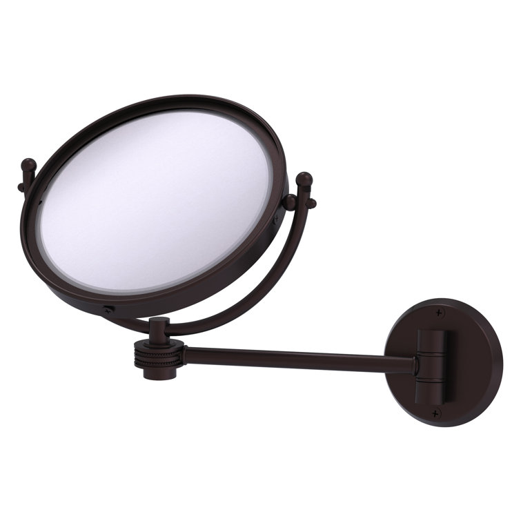 Antique Bronze 8" Wall Mounted Brass Makeup Mirror with 4X Magnification