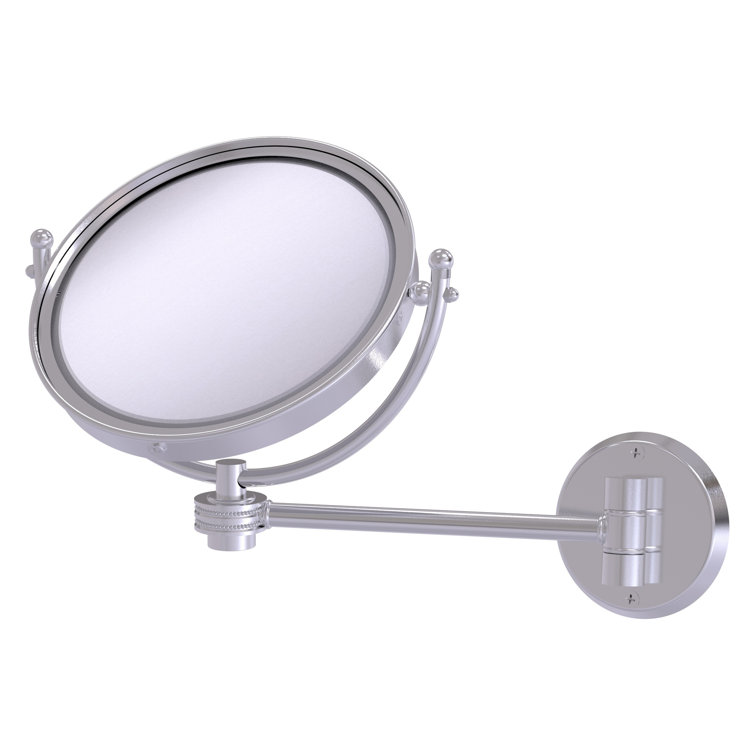 Satin Chrome Wall Mounted Makeup Mirror with Magnification