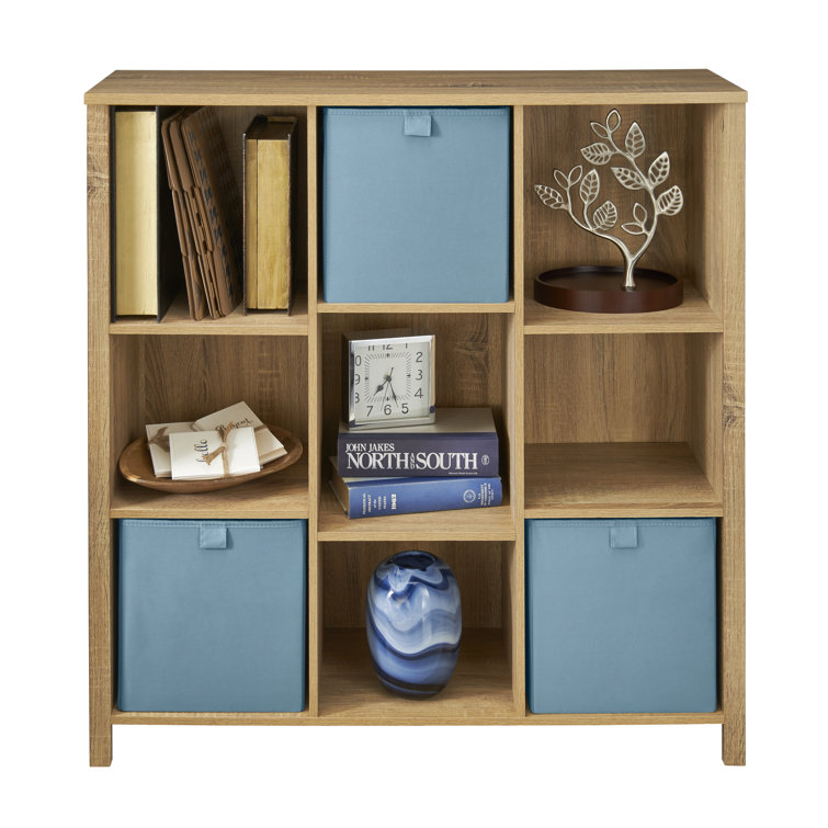 Weathered Oak Adjustable 9-Cube Storage Organizer with Doors