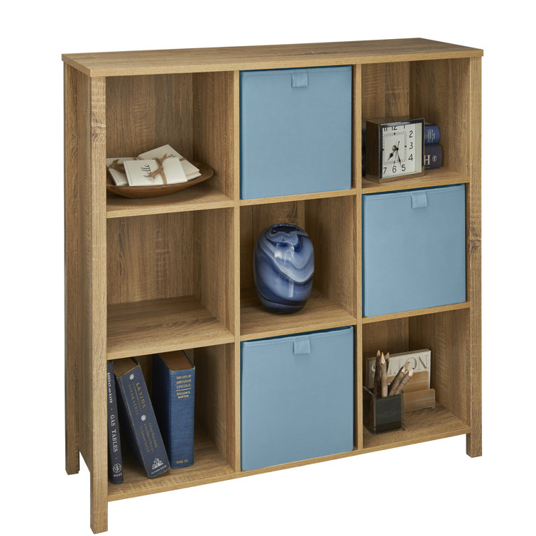Weathered Oak Adjustable 9-Cube Storage Organizer with Doors