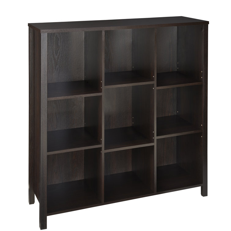 Adjustable Black Walnut 9-Cube Organizer with Doors