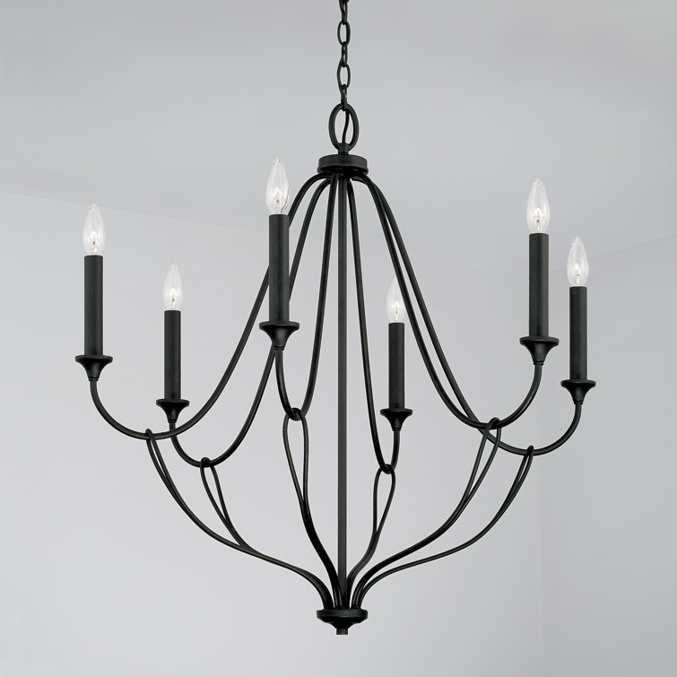 Bentley Airy Design Black Iron 6-Light Traditional Chandelier