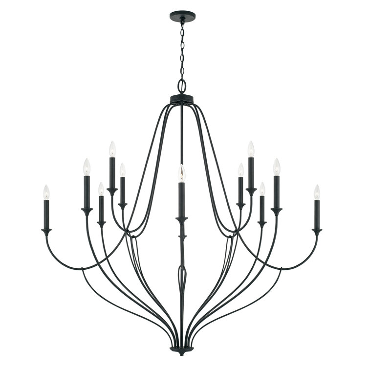 Bentley Black Iron 12-Light Tiered Chandelier