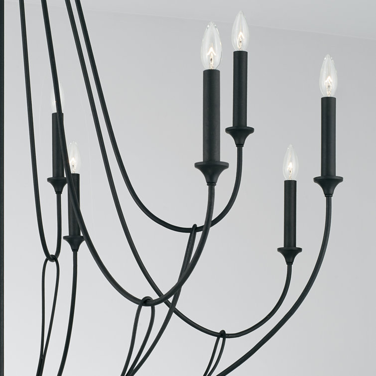 Bentley Black Iron 12-Light Tiered Chandelier