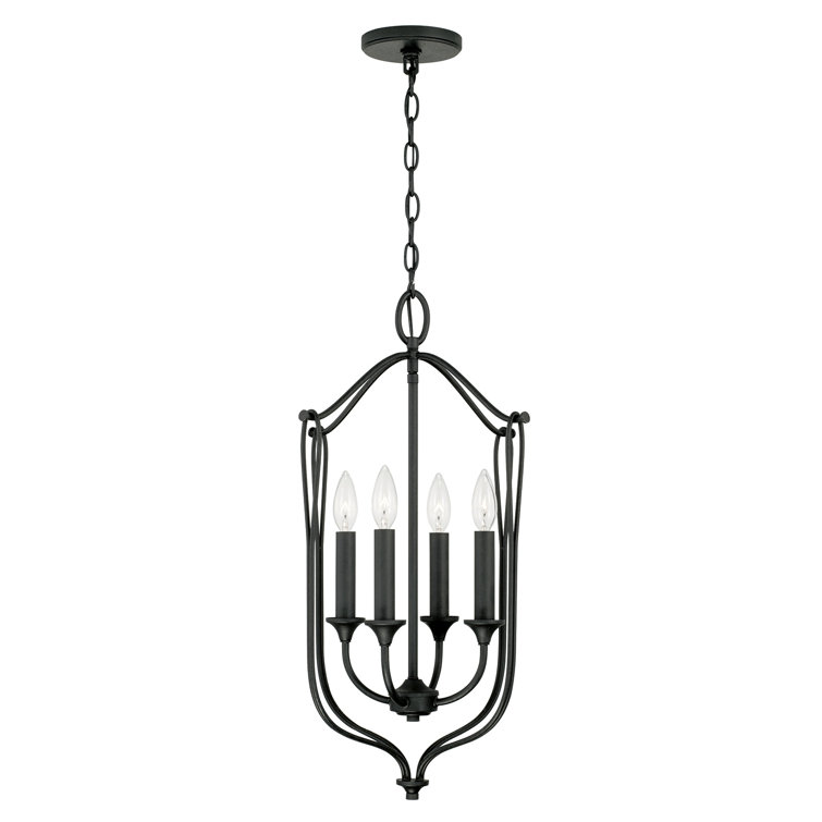 Bentley Black Iron 4-Light Pendant with Artistic Loops
