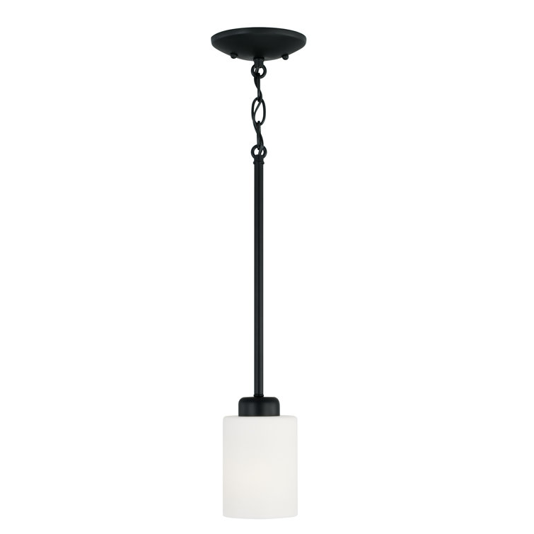 Dixon Graceful Matte Black 1-Light Pendant with Frosted Glass Shade