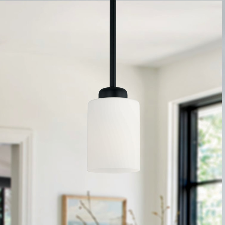 Dixon Graceful Matte Black 1-Light Pendant with Frosted Glass Shade
