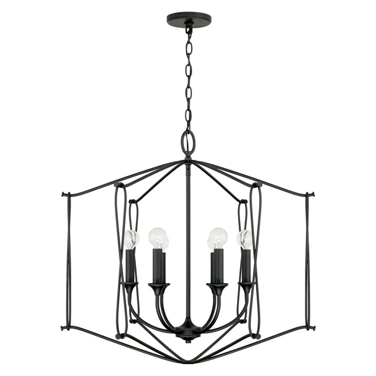Bentley Black Iron 6-Light Whimsical Statement Pendant
