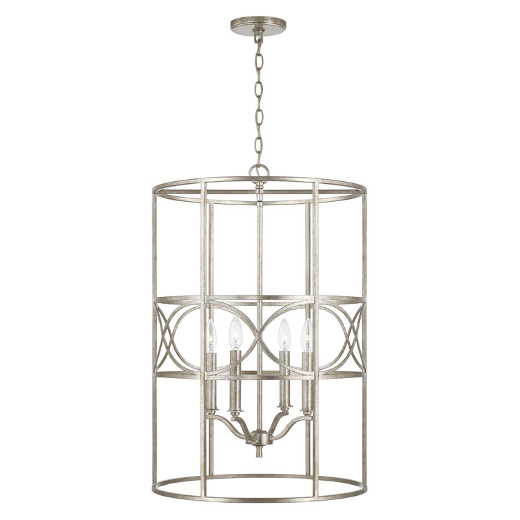 Sylvia Antique Silver 4-Light Incandescent Lantern Pendant