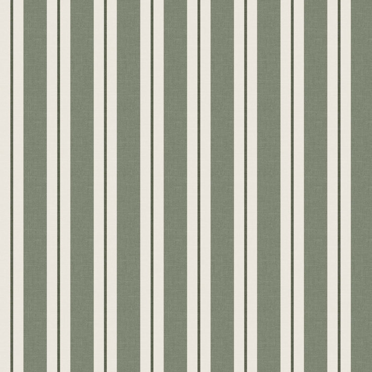 California King Green Striped Upholstered Wingback Bed
