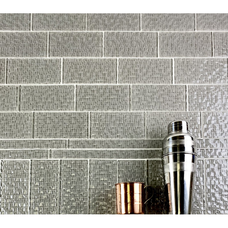 Metro Cubes 3x6 Glossy Gray Textured Glass Subway Tile