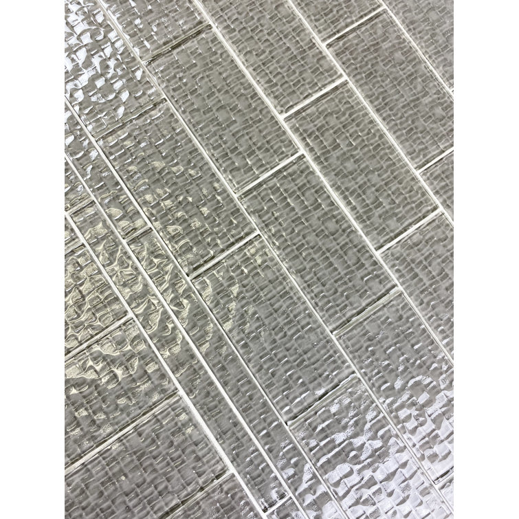 Metro Cubes 3x6 Glossy Gray Textured Glass Subway Tile