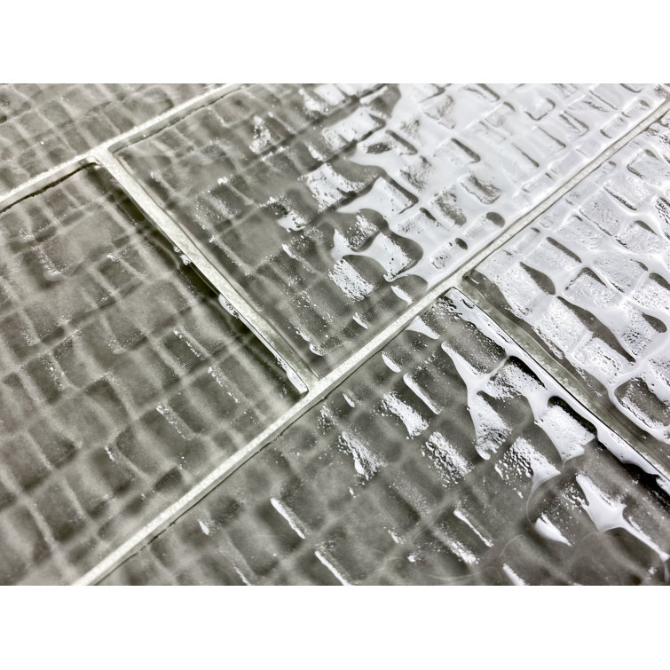 Metro Cubes 3x6 Glossy Gray Textured Glass Subway Tile
