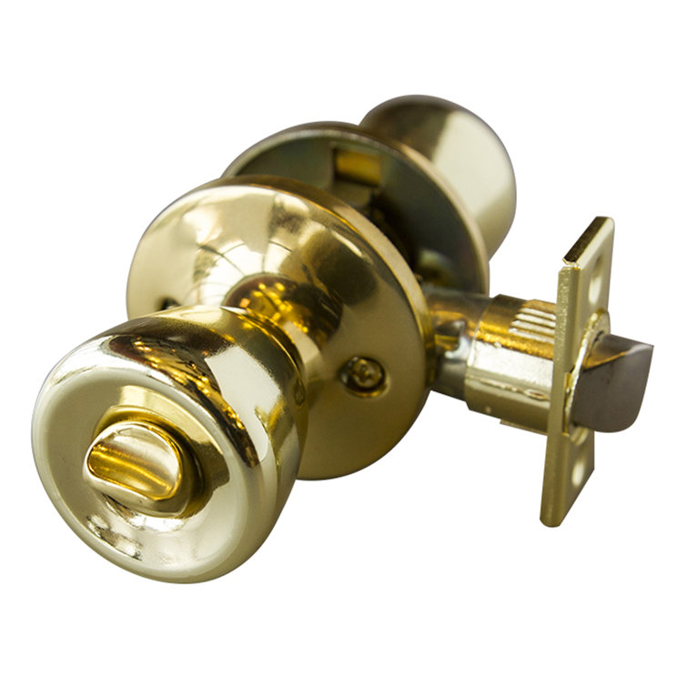Polished Brass Privacy Bed/Bath Door Knob with Universal Latch