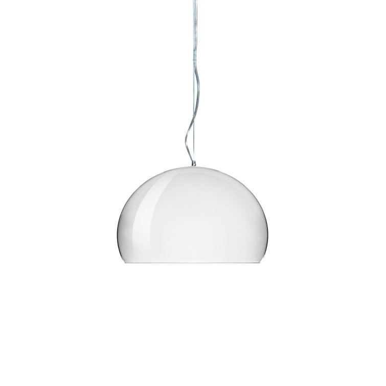 Matte White LED Sphere Pendant Light with Transparent Finish