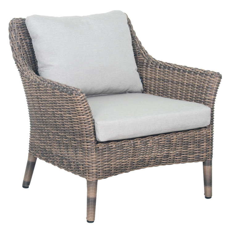Sea Wattle Brown Wicker Outdoor Lounge Chair with Cushions