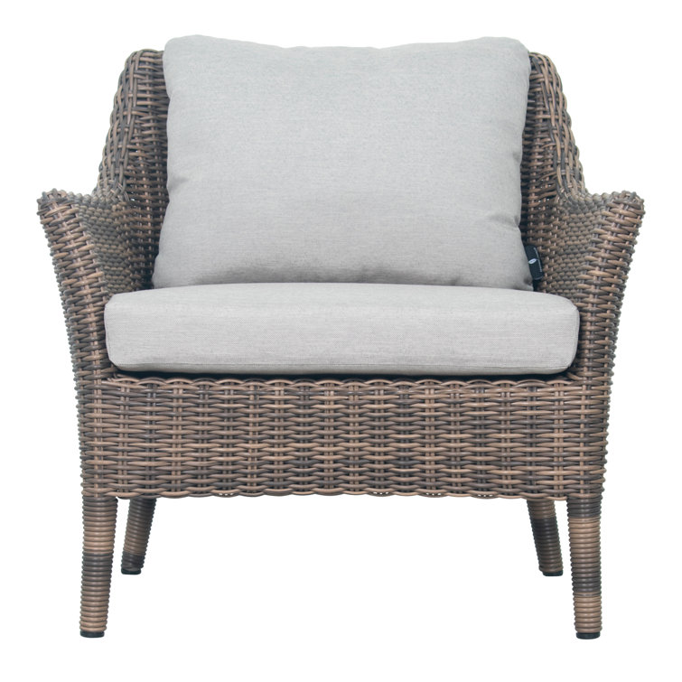 Sea Wattle Brown Wicker Outdoor Lounge Chair with Cushions