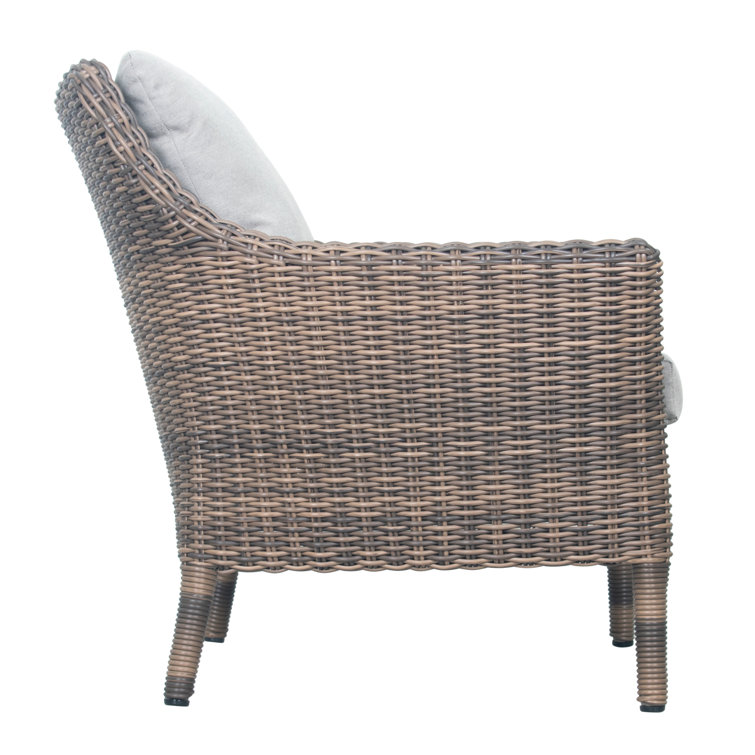 Sea Wattle Brown Wicker Outdoor Lounge Chair with Cushions