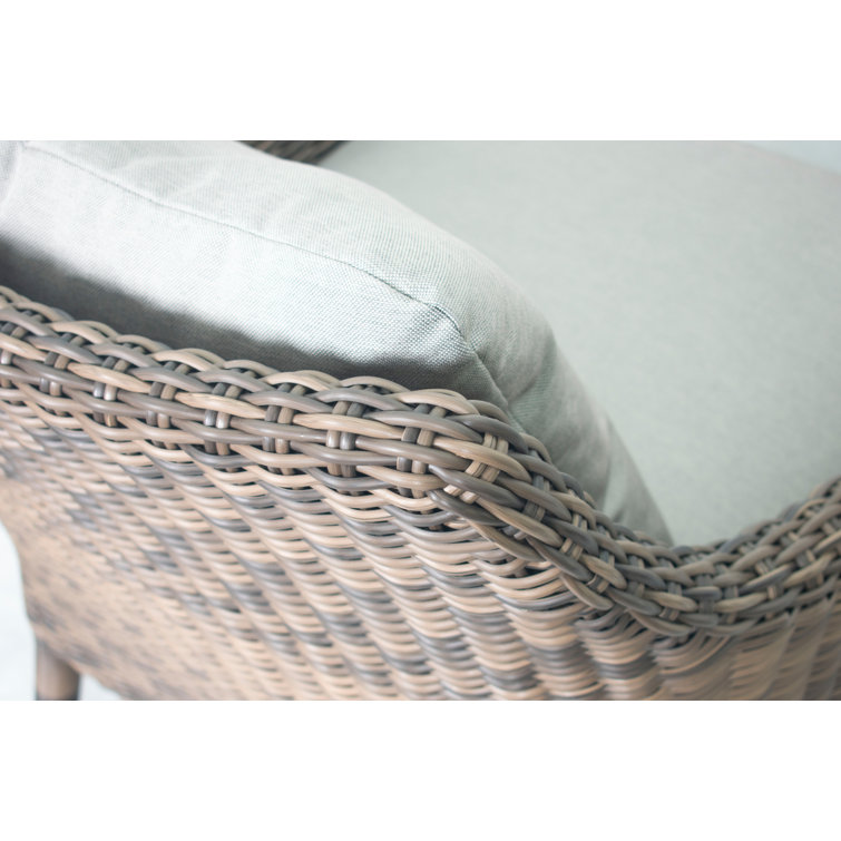 Sea Wattle Brown Wicker Outdoor Lounge Chair with Cushions