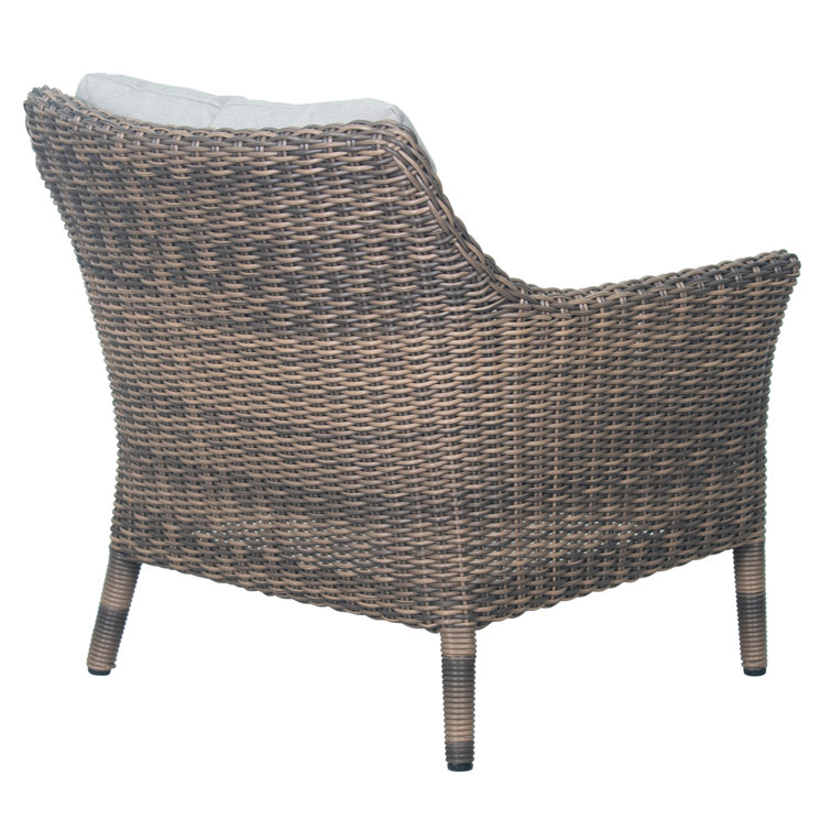 Sea Wattle Brown Wicker Outdoor Lounge Chair with Cushions