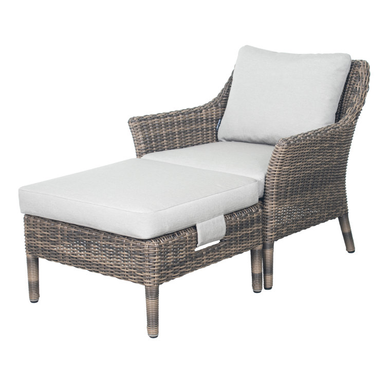 Sea Wattle Brown Wicker Outdoor Lounge Chair with Cushions