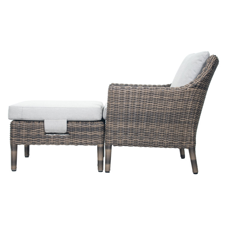 Sea Wattle Brown Wicker Outdoor Lounge Chair with Cushions