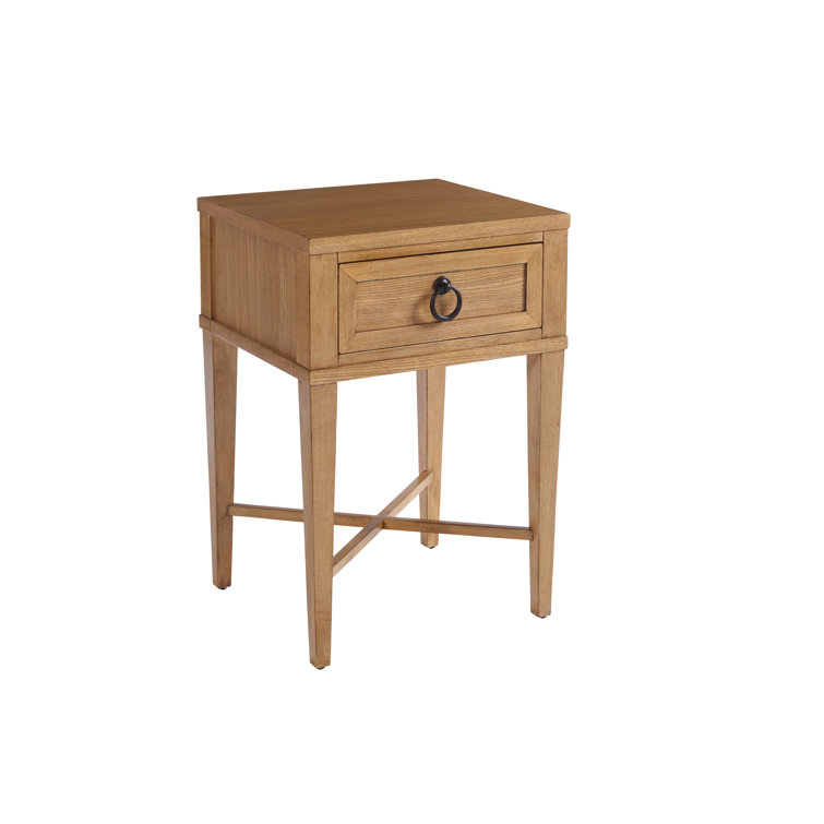Newport Transitional Sandstone Solid Wood Nightstand with Cross Stretcher