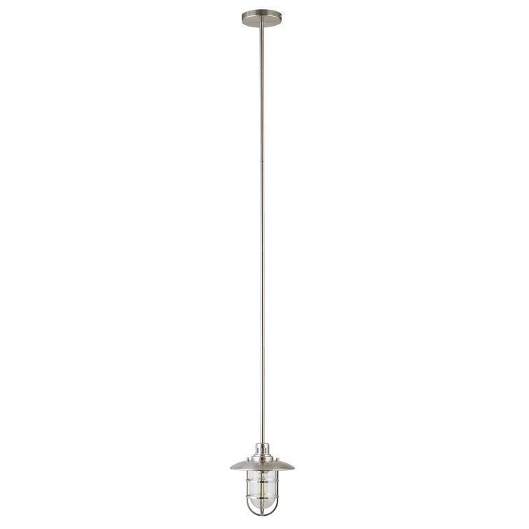Coastal Brushed Nickel Globe Pendant Light with Glass Shade