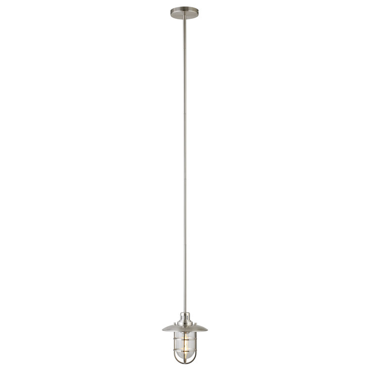 Coastal Brushed Nickel Globe Pendant Light with Glass Shade