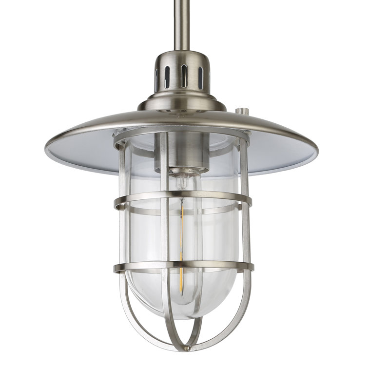 Coastal Brushed Nickel Globe Pendant Light with Glass Shade
