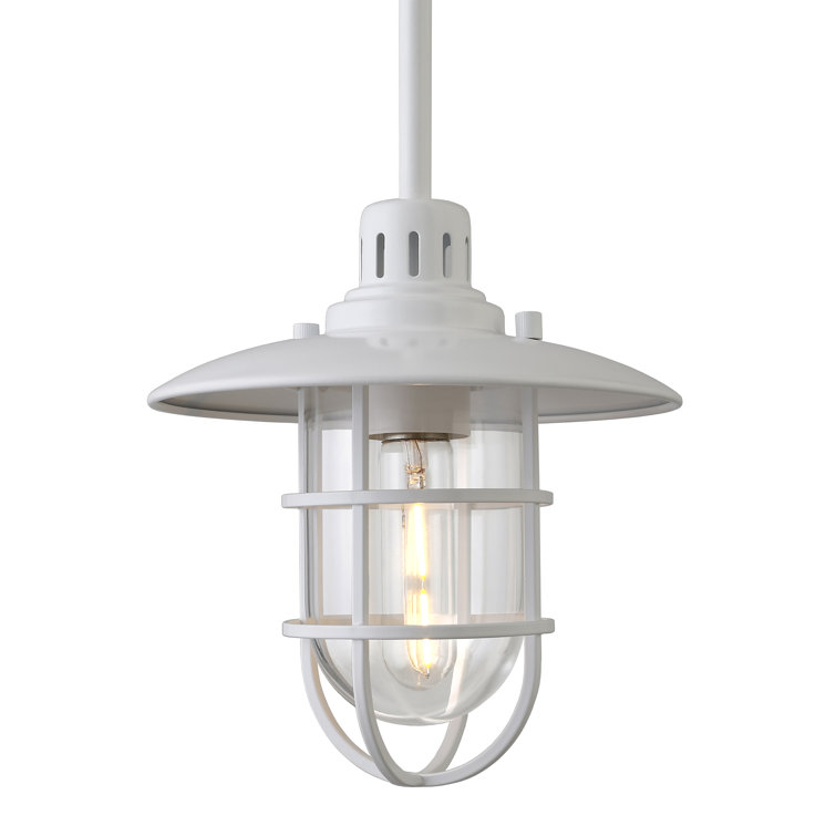 White Glass and Metal Globe Pendant Light