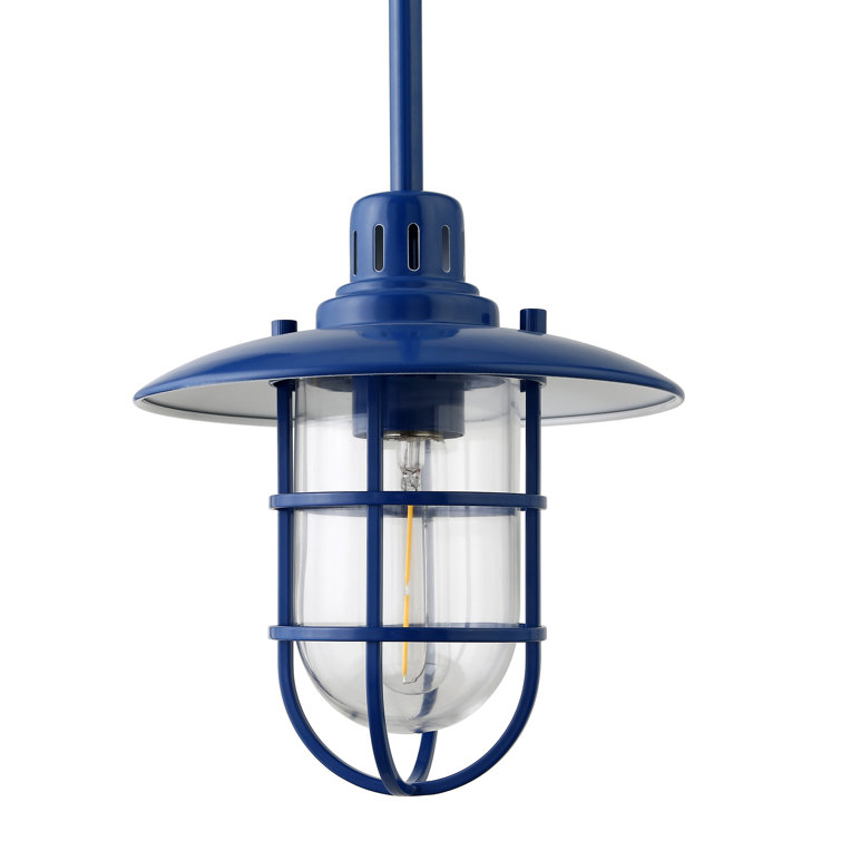 Bay Blue and Clear Glass Globe Pendant Light