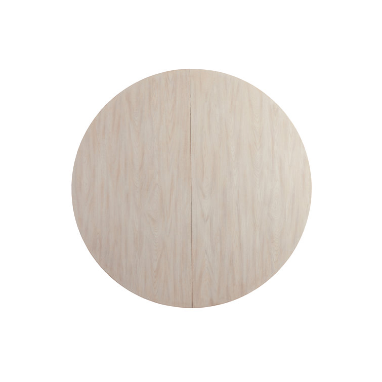 Sailcloth Cream Extendable Round Wood Dining Table, Seats Eight