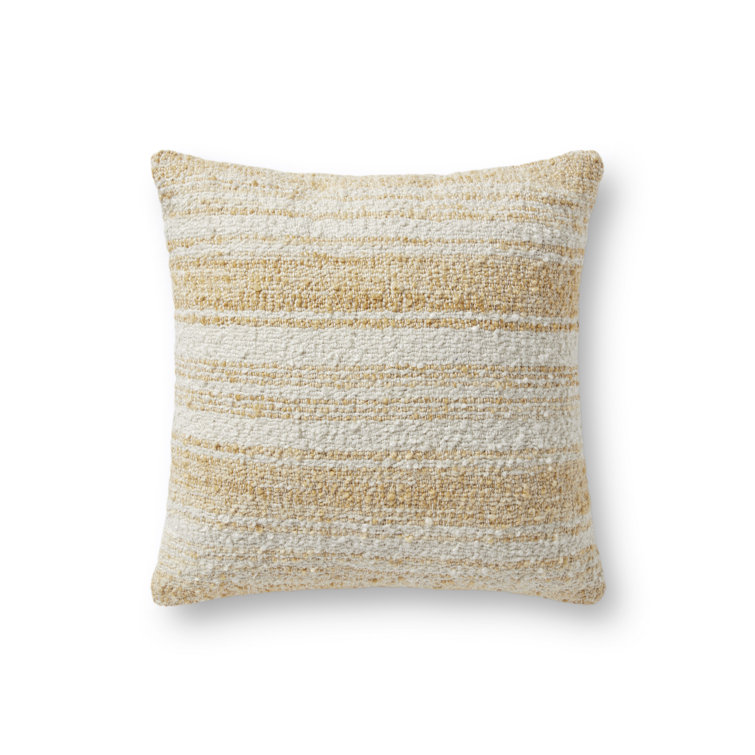 Gold and Ivory Striped 18" Square Throw Pillow Cover